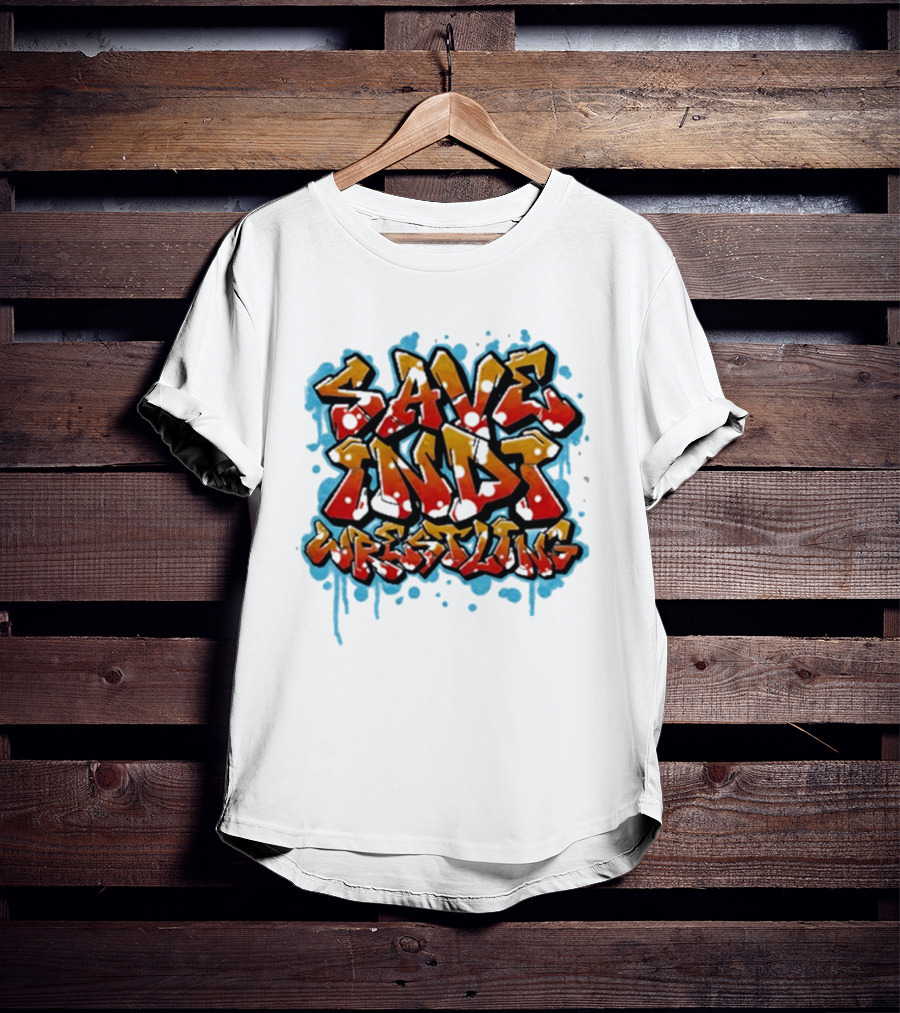 Save Indi Wrestling Graffiti Style Bold Text T-Shirt