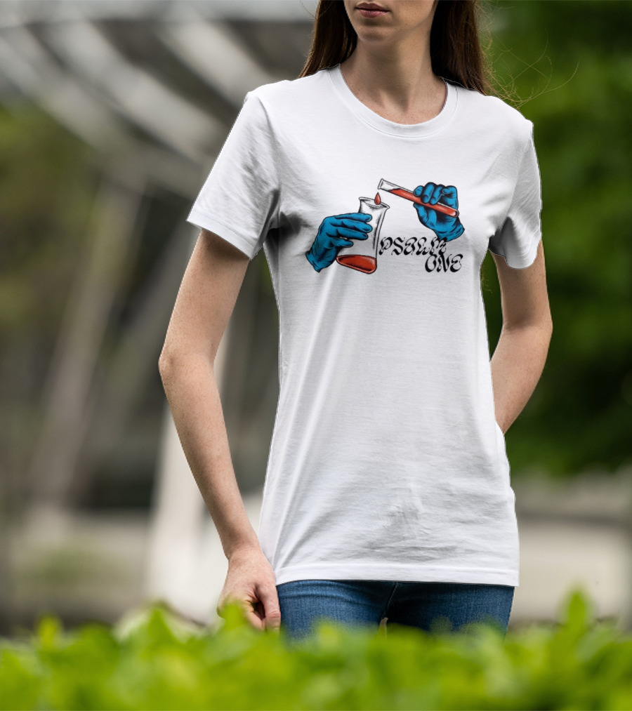 Science Of Psalm Blue Hands With Red Test Tube And Droplet T-Shirt