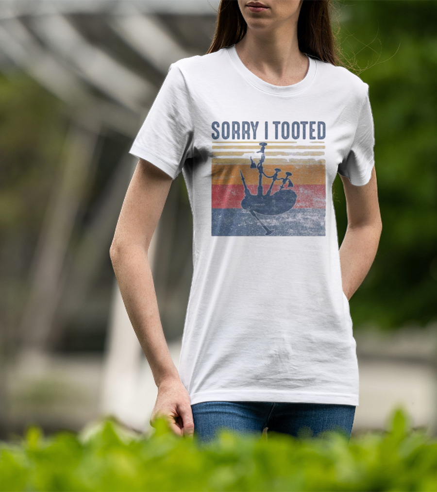 Sorry I Tooted Bagpipe Vintage Retro Stripes T-Shirt