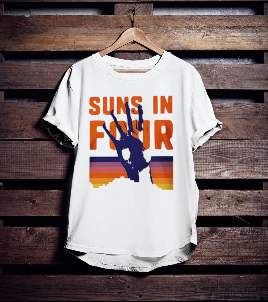 Suns In Four Handprint Orange And Purple Stripes T-Shirt