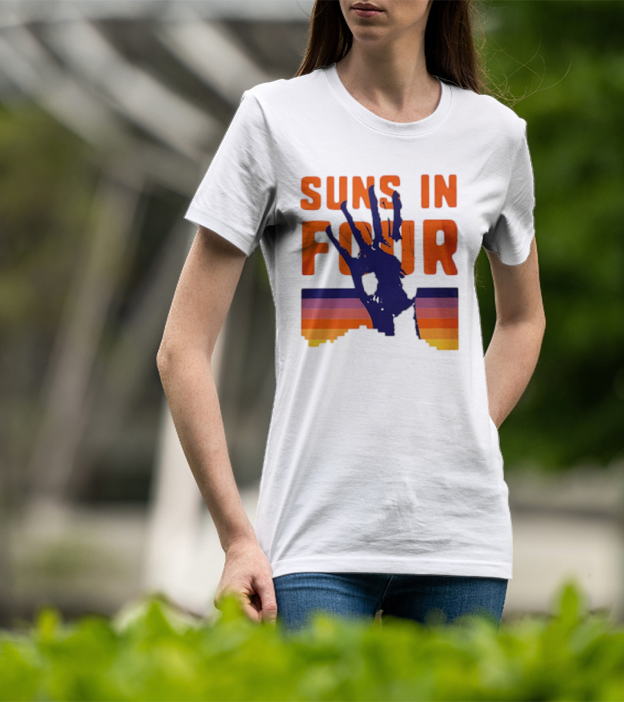 Suns In Four Handprint Orange And Purple Stripes T-Shirt