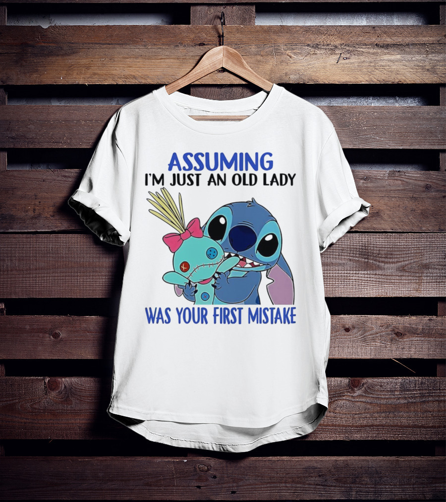Assuming I'm Just An Old Lady Was Your First Mistake Stitch Holding Voodoo Doll T-Shirt