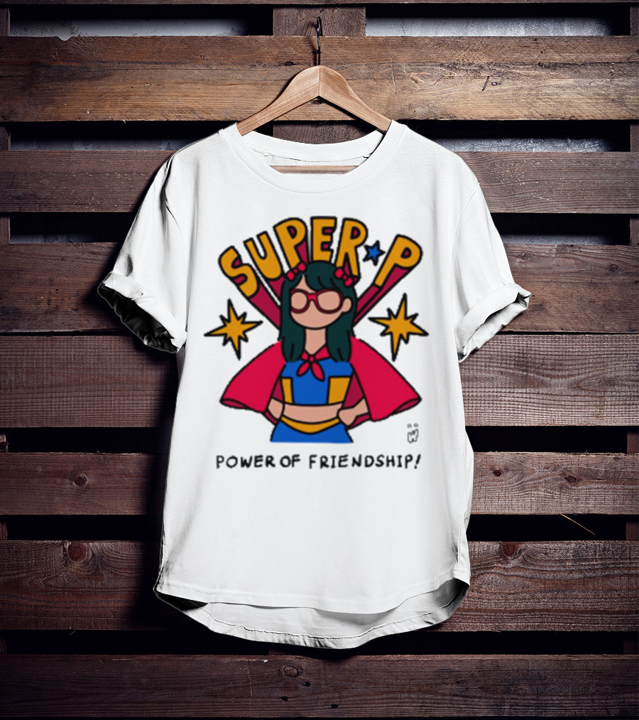 Super P Pastel Superhero Cartoon Character Friendship T-Shirt