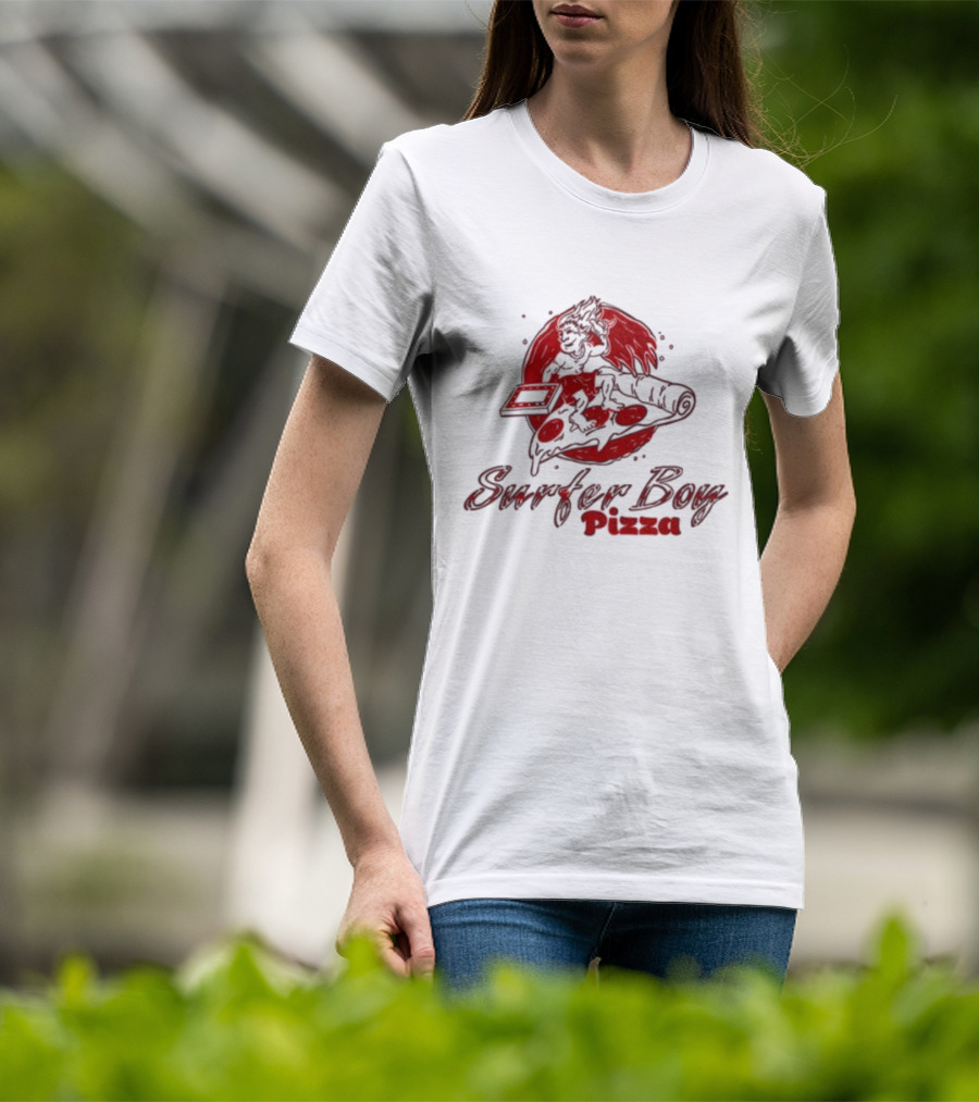Surfer Boy Pizza Wave And Slice Graphic T-Shirt