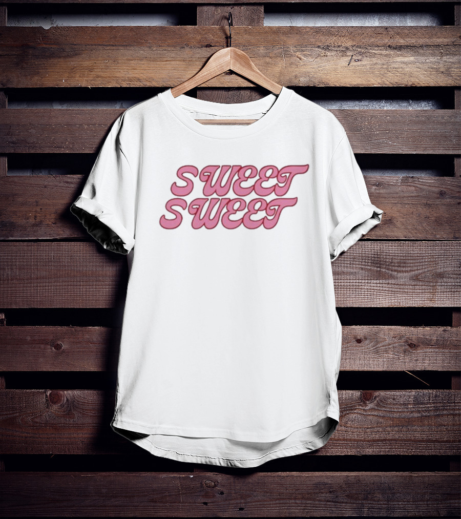 Sweet Sweet Yum Yum Retro Pink Text T-Shirt
