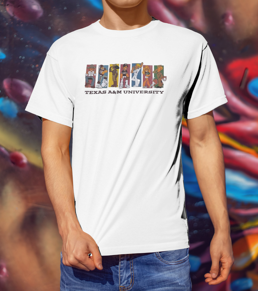Texas A&M University Diverse Characters Vintage Comic Style T-Shirt