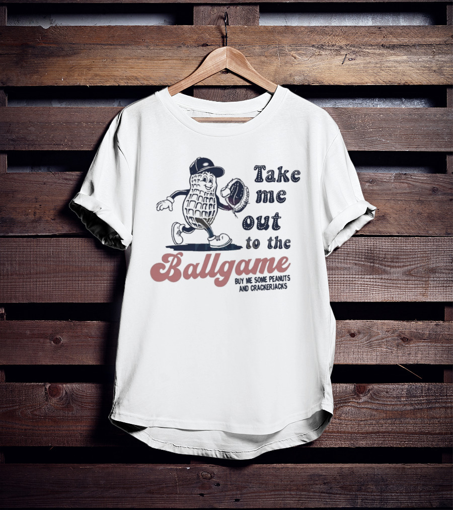 Take Me Out To The Ballgame Mr. Peanut With Baseball Glove T-Shirt