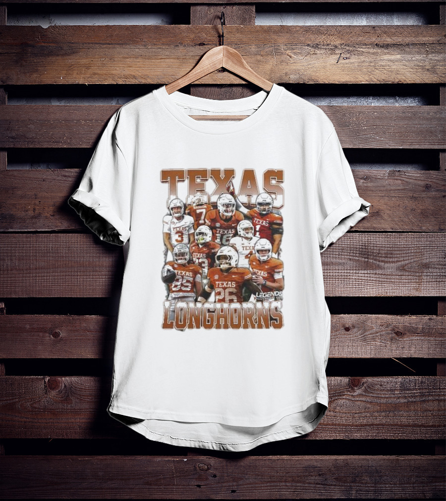 Texas Longhorns Football Legends Heavy Weight Team Players T-Shirt