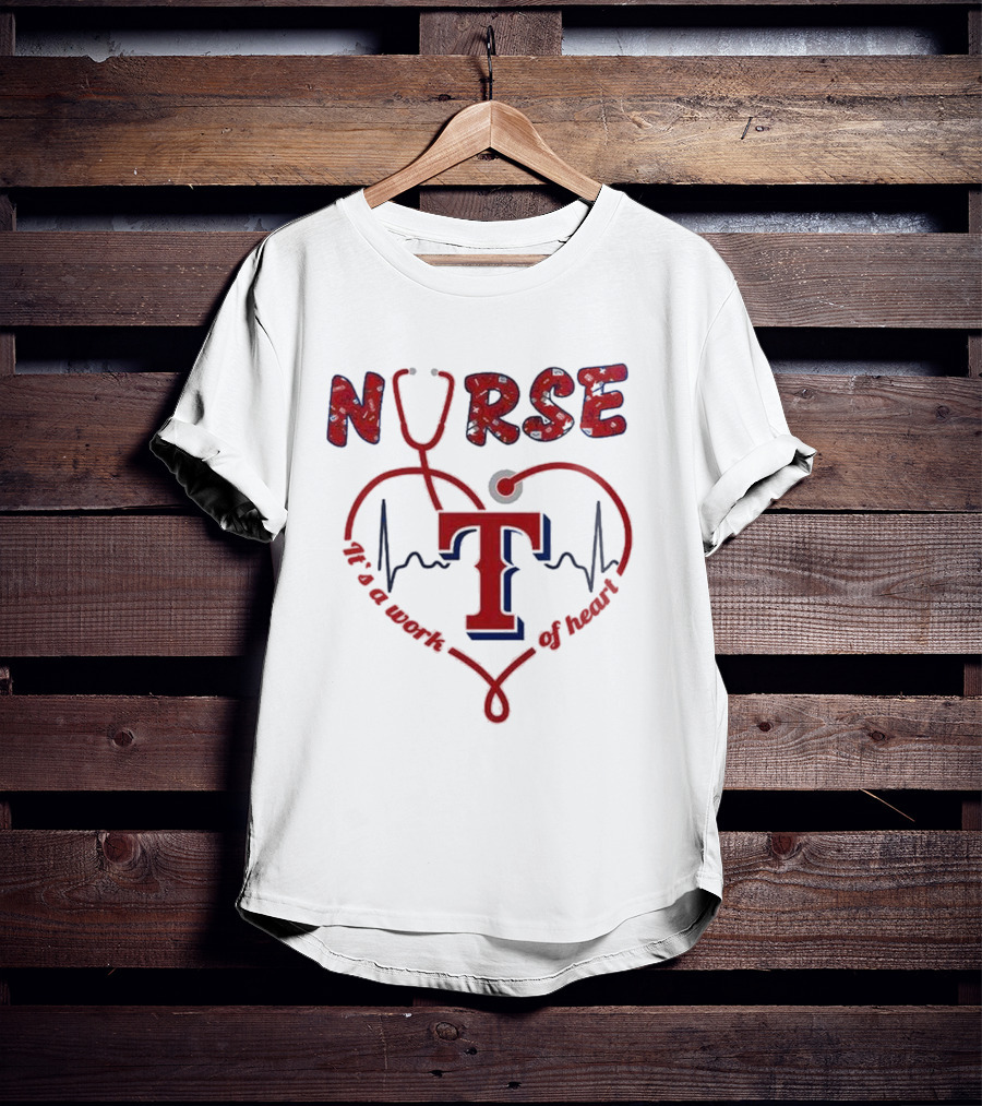 Texas Rangers Nurse Heartbeat Stethoscope 2025 Appreciation T-Shirt