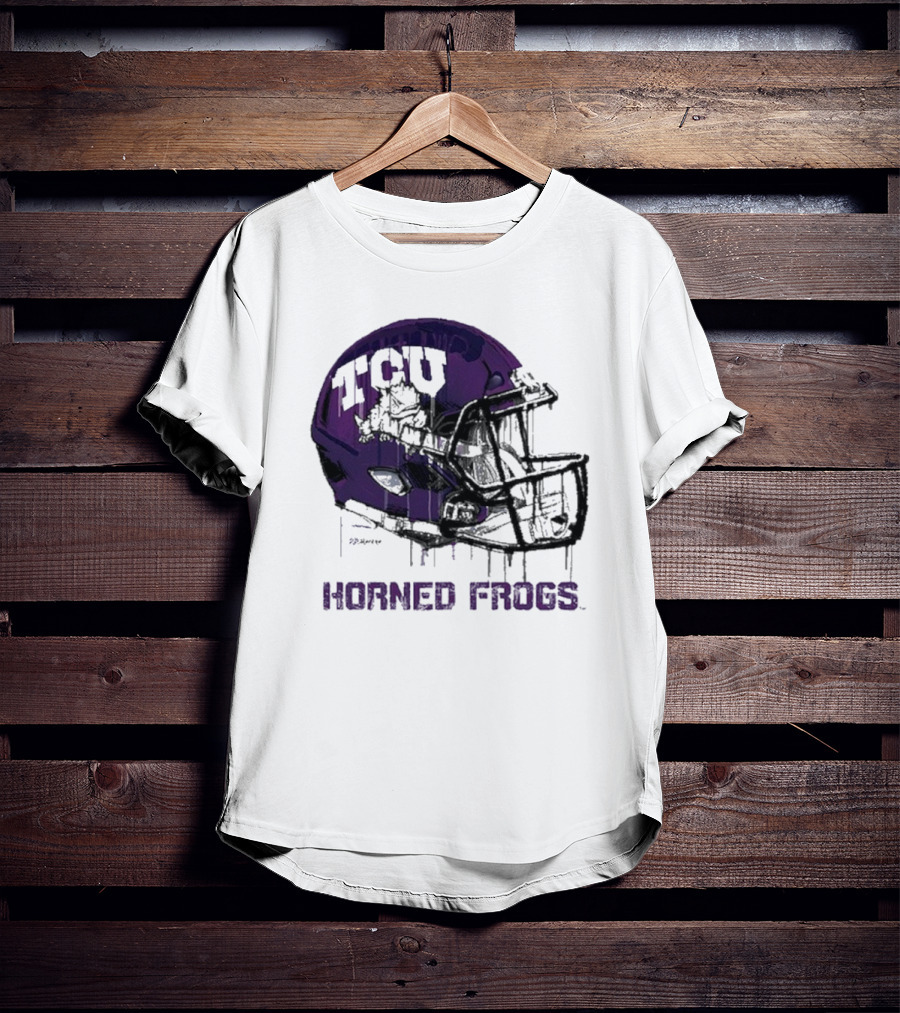 TCU Horned Frogs Dripping Helmet Football T-Shirt