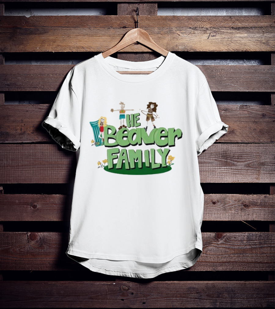 The Beaver Family Characters And Text T-Shirt
