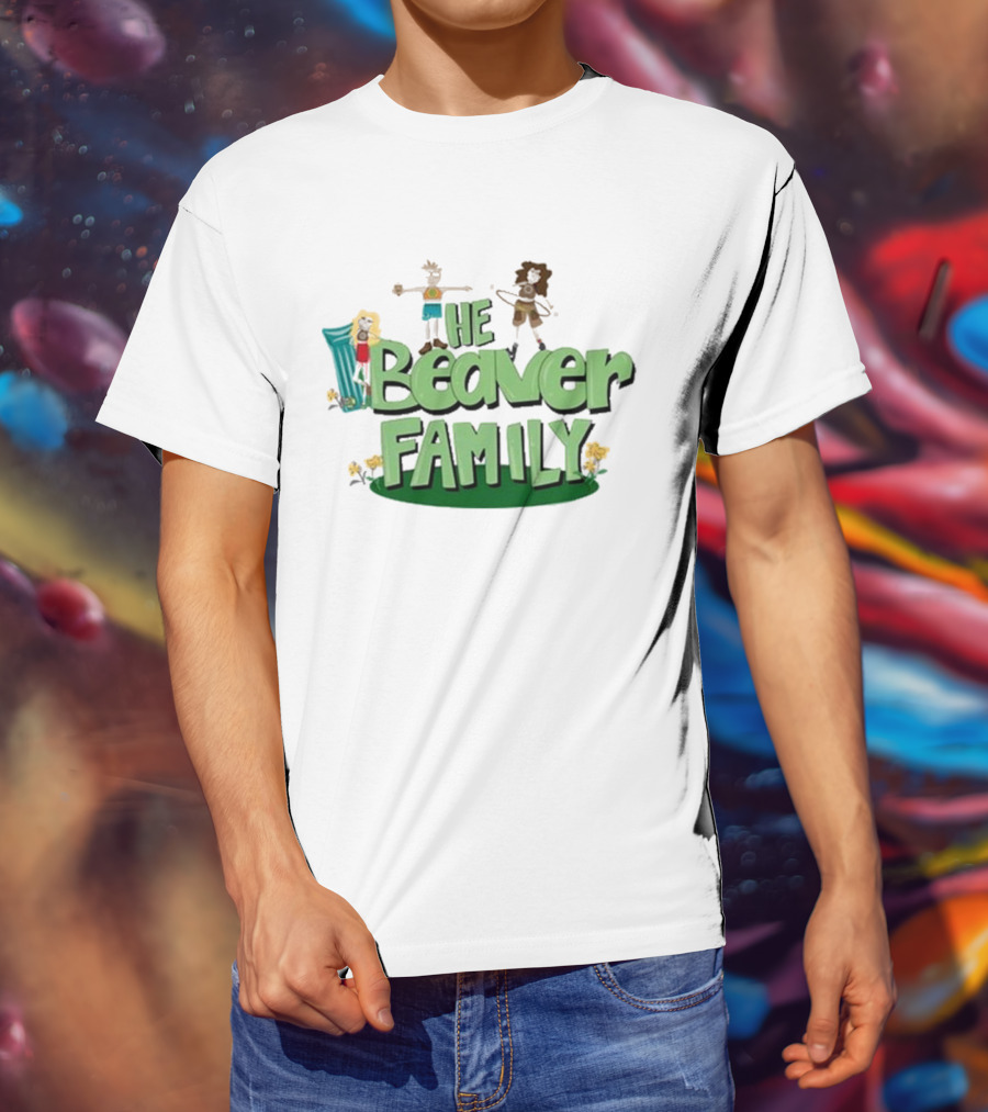 The Beaver Family Characters And Text T-Shirt