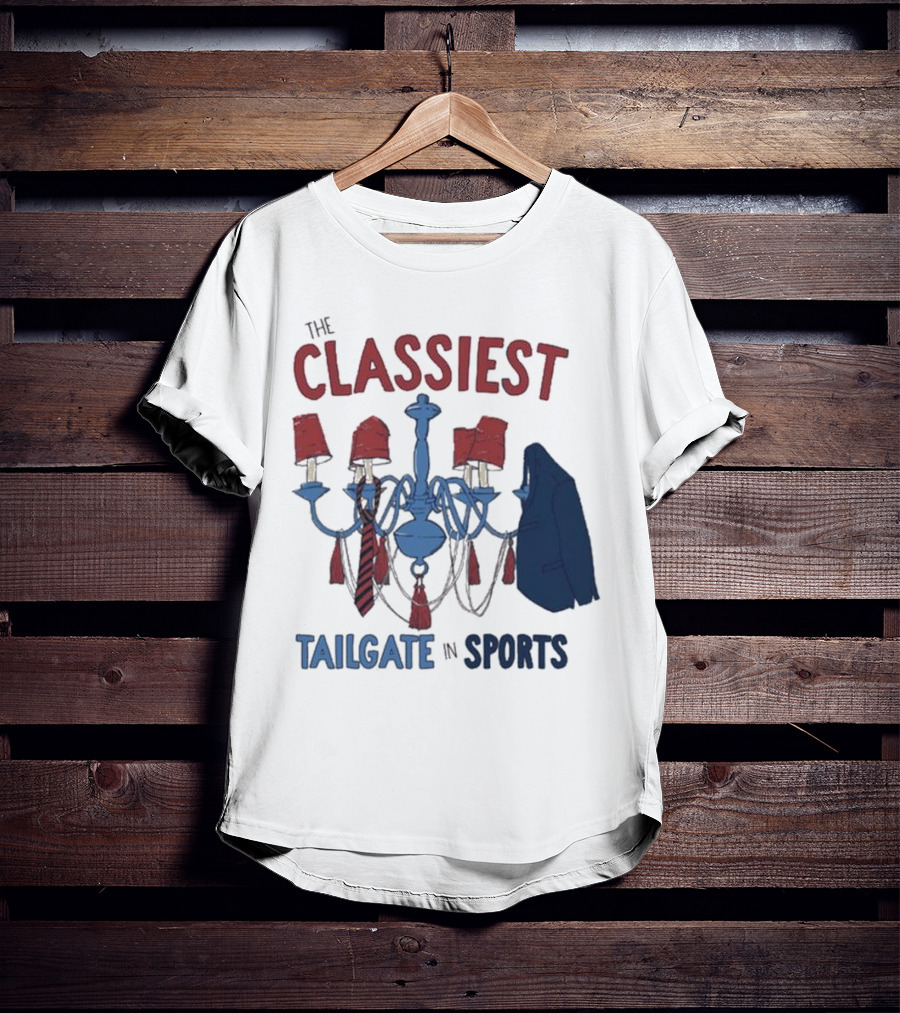The Classiest Tailgate In Sports Chandelier Suit Tie Red Blue T-Shirt