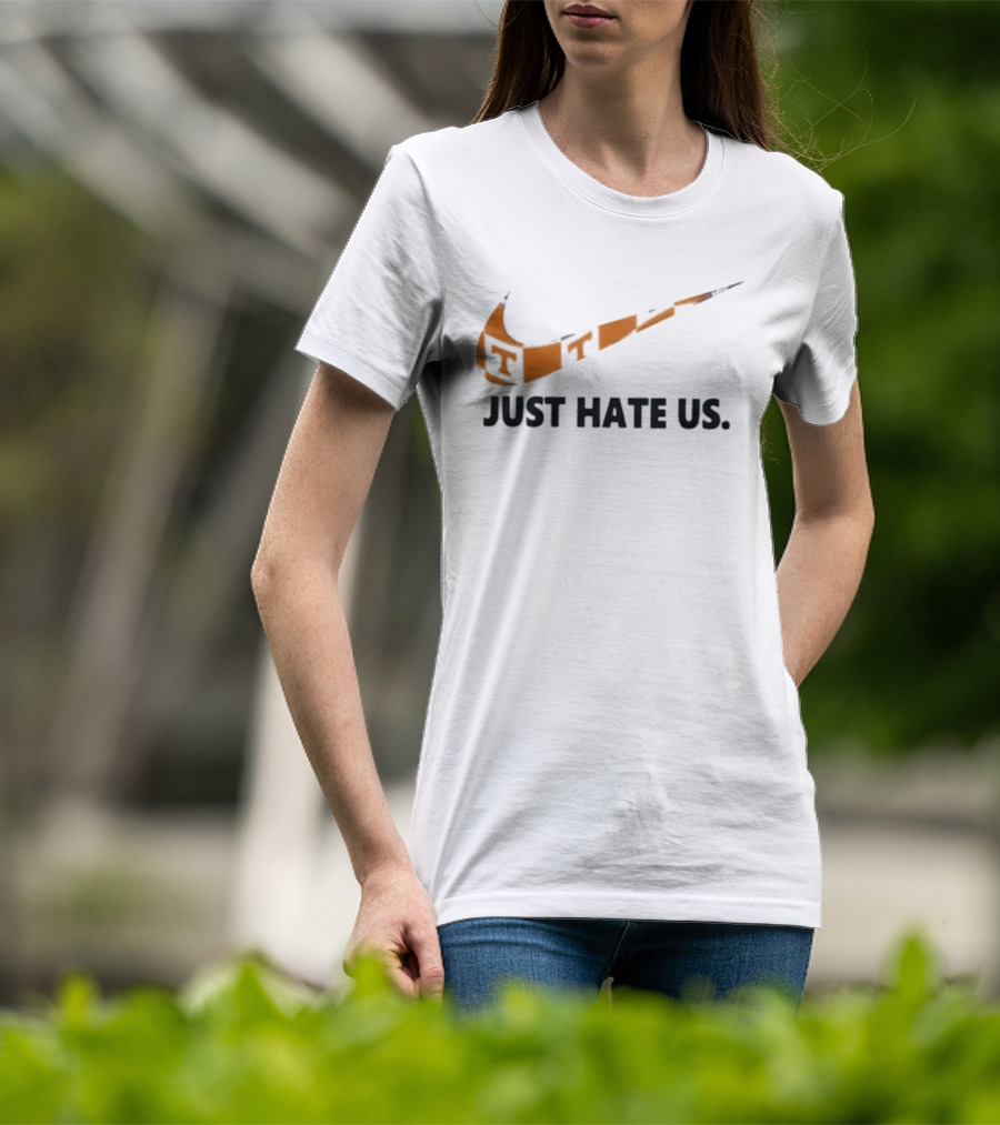 Tennessee Volunteers Just Hate Us Nike Swoosh Parody T-Shirt