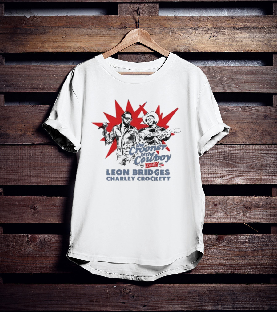 The Crooner And The Cowboy Live Leon Bridges Charley Crockett Silhouette Burst T-Shirt