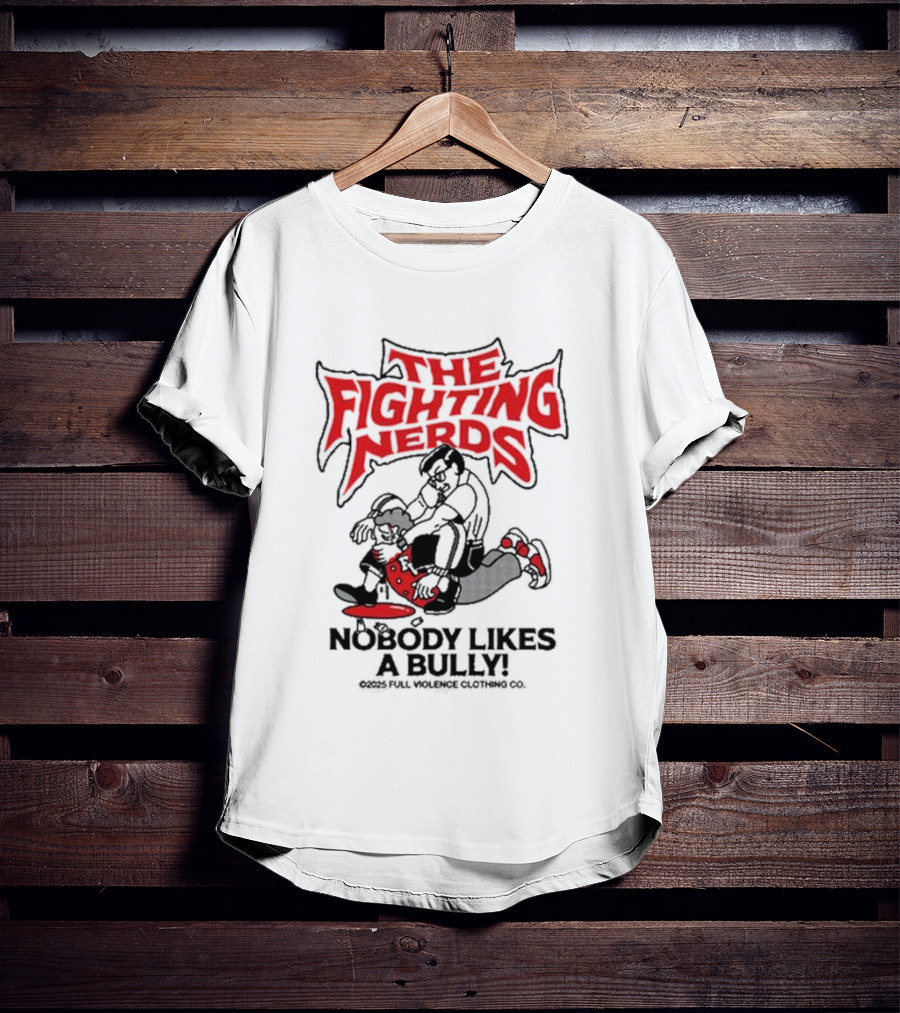 The Fighting Nerds Nobody Likes A Bully Cartoon Robot Battle T-Shirt