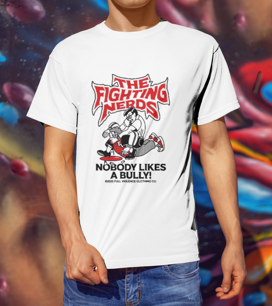 The Fighting Nerds Nobody Likes A Bully Cartoon Robot Battle T-Shirt