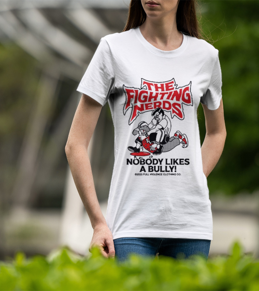 The Fighting Nerds Nobody Likes A Bully Cartoon Robot Battle T-Shirt
