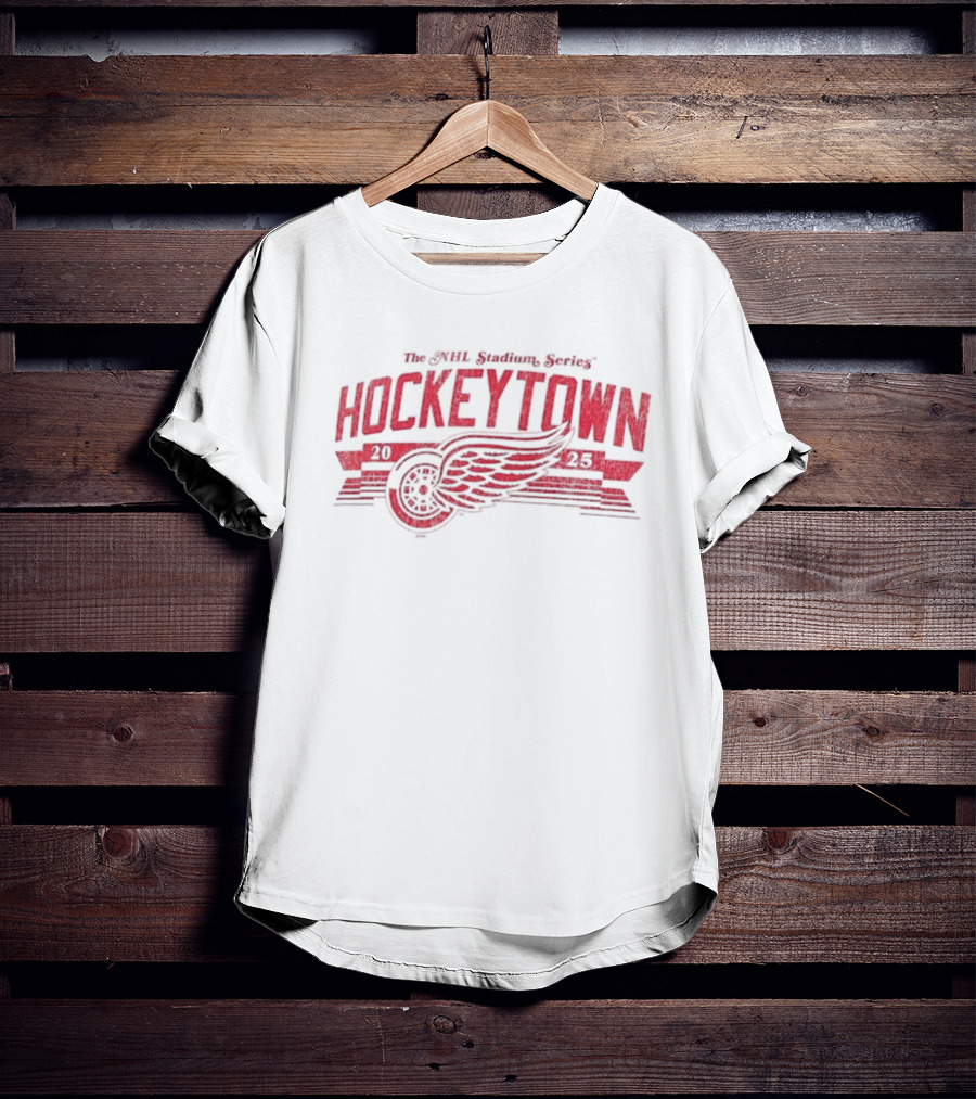 The NHL Stadium Series Hockeytown 2025 Winged Wheel T-Shirt