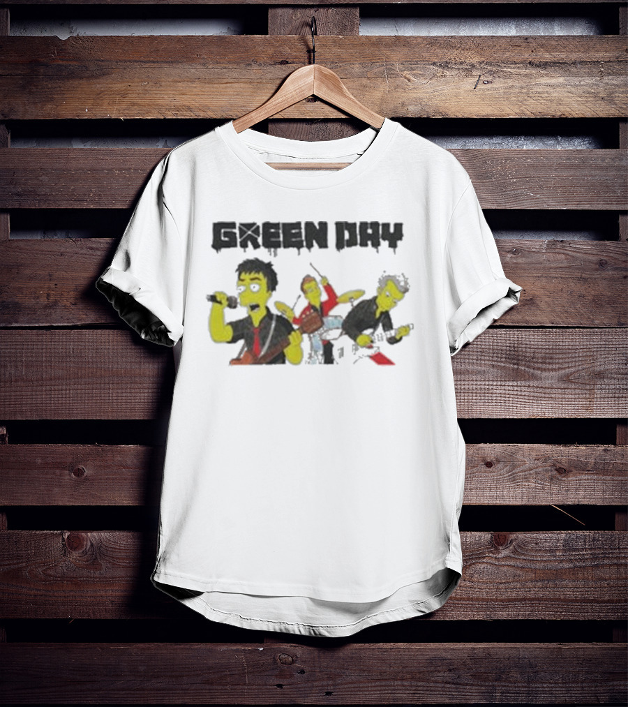 The Simpsons Band Members Playing Instruments Green Day Style T-Shirt