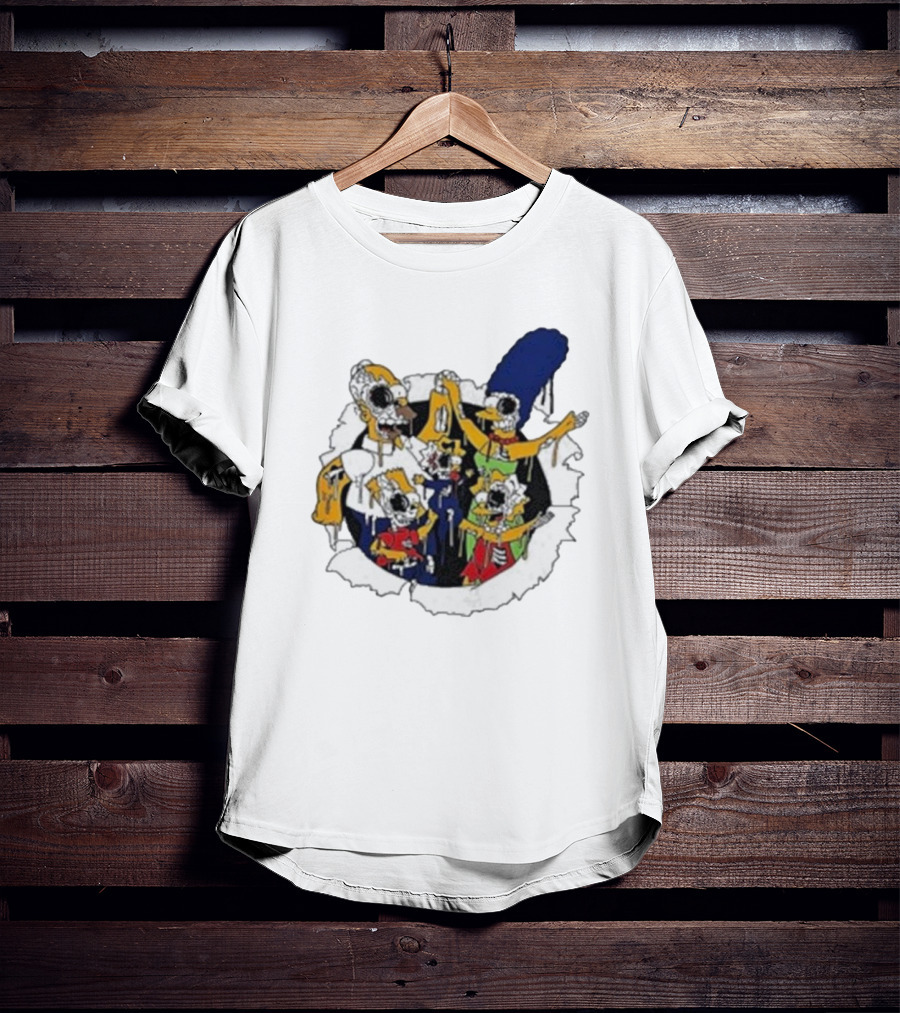 Zombie Family Simpsons Characters Dripping Melting Style T-Shirt