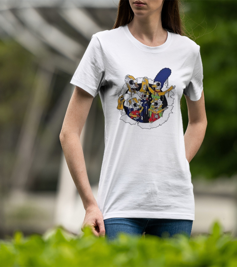 Zombie Family Simpsons Characters Dripping Melting Style T-Shirt
