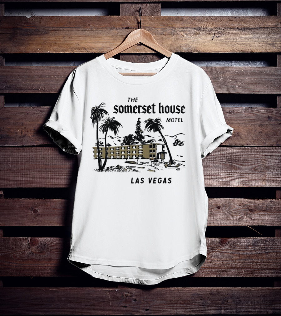 The Somerset House Motel Vintage Las Vegas Retro Style Building Outline T-Shirt