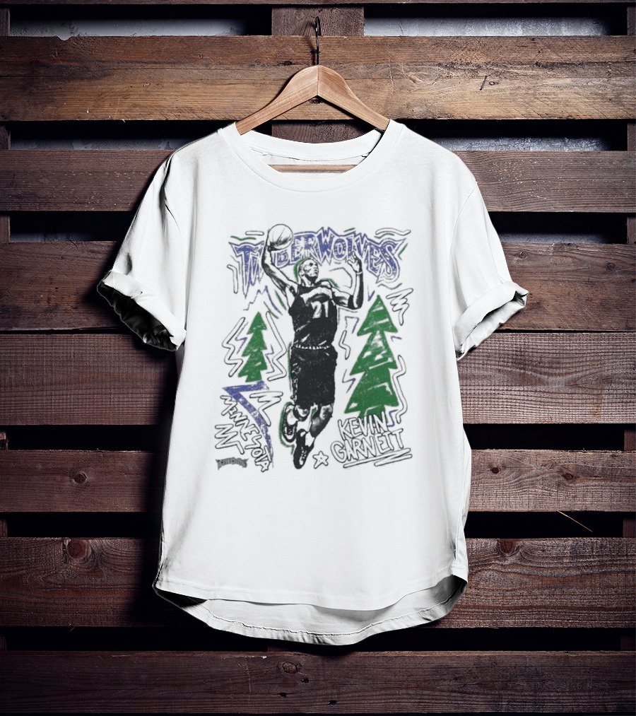 Minnesota Timberwolves Hardwood Kevin Garnett 21 Basketball Legend T-Shirt