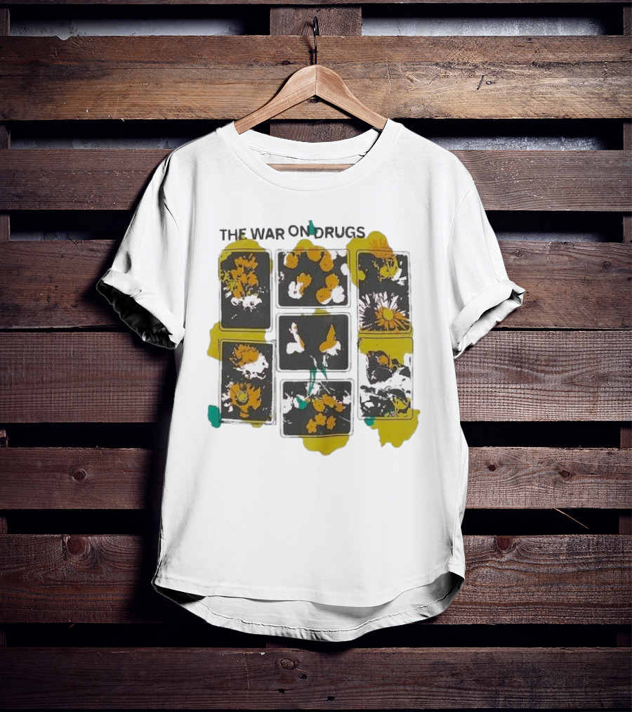 The War On Drugs Floral Squares Butterflies And Flowers T-Shirt