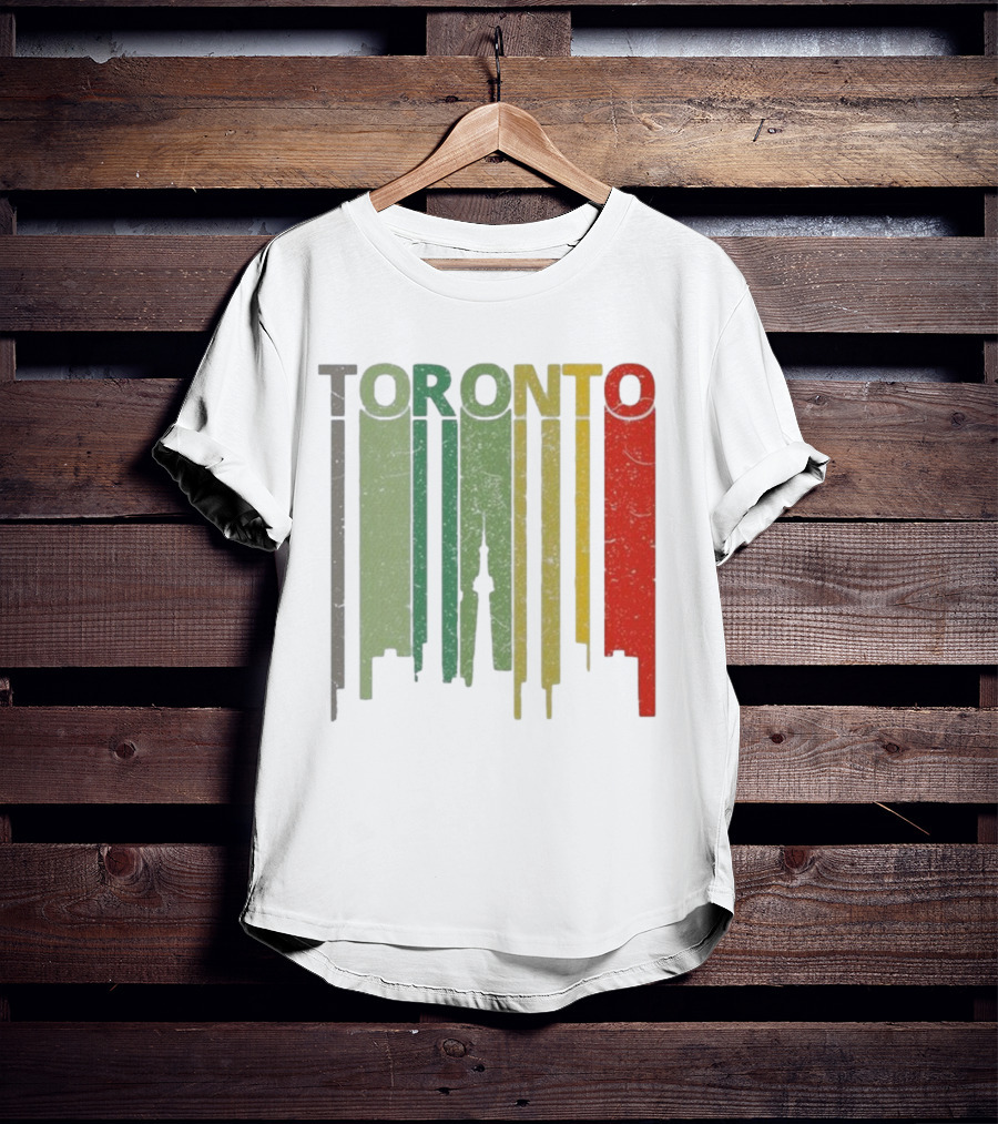 Retro Toronto Skyline Colorful Vertical Lines T-Shirt