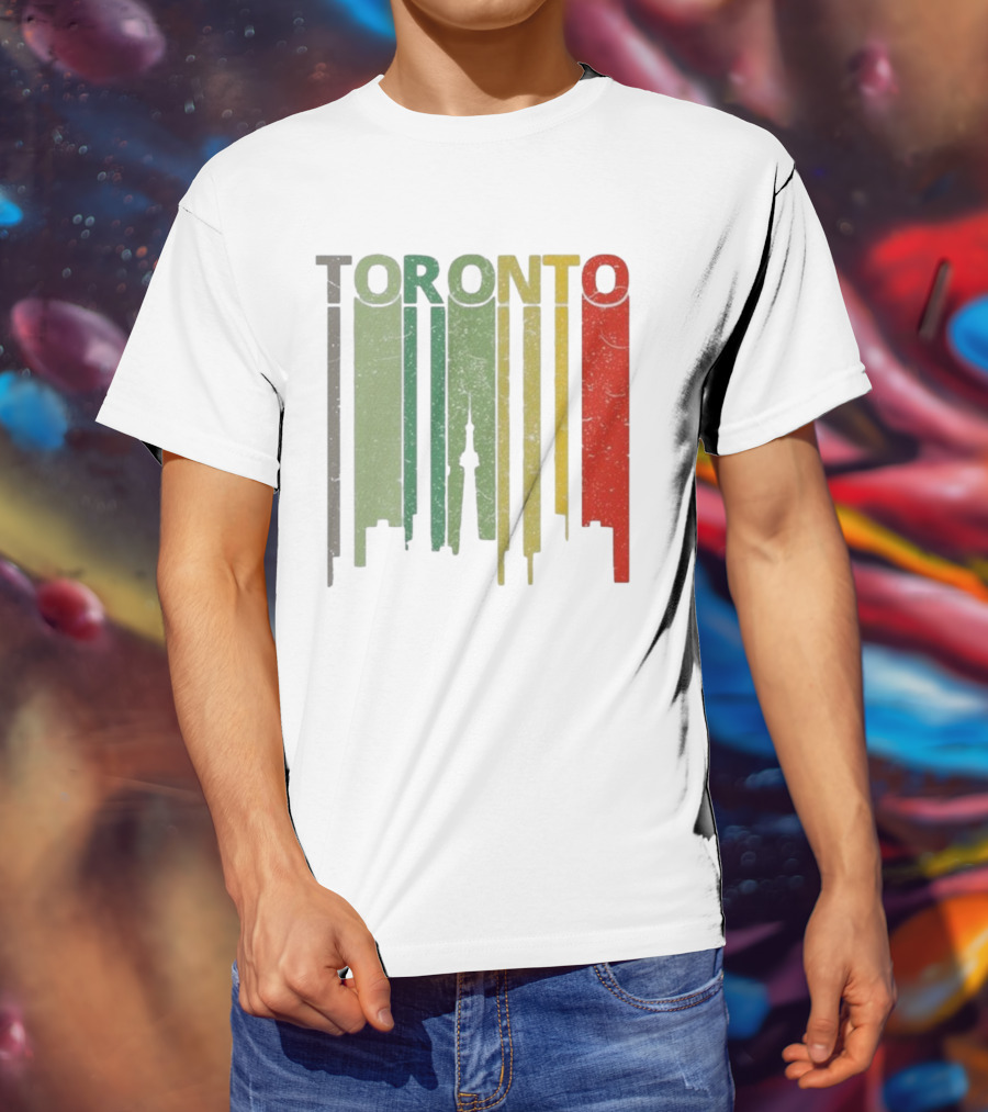 Retro Toronto Skyline Colorful Vertical Lines T-Shirt