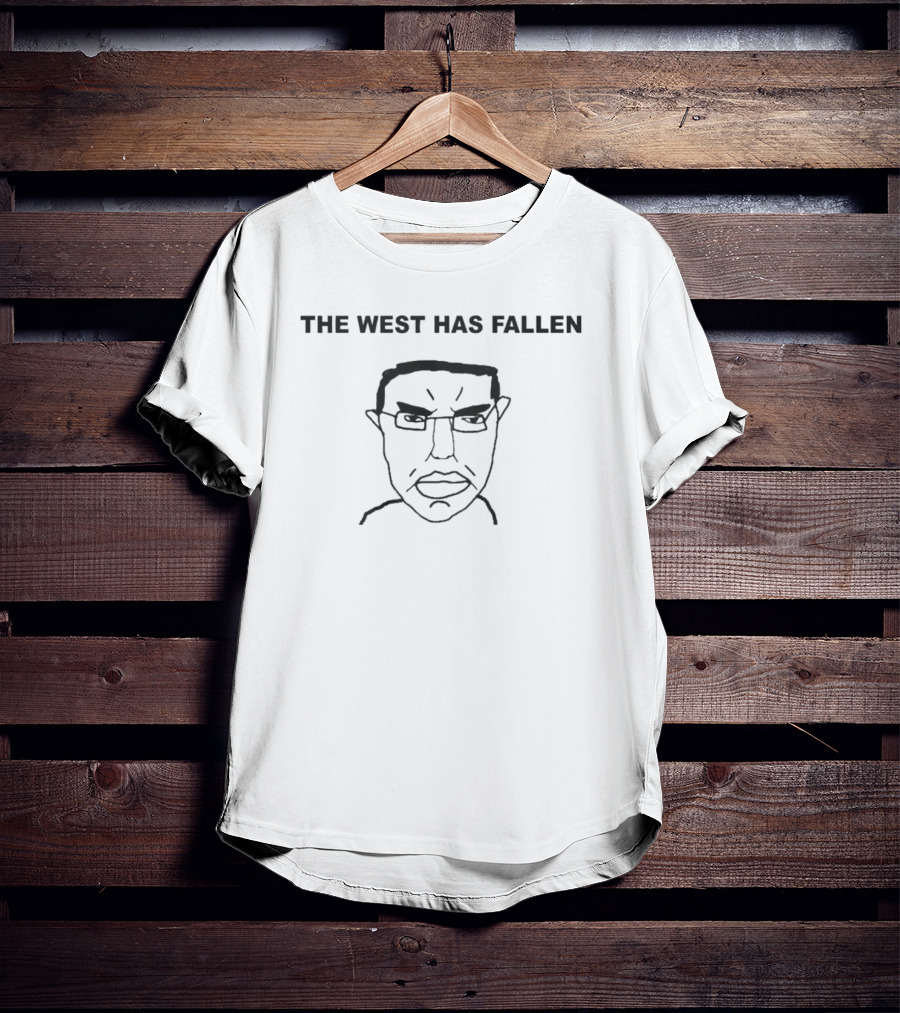 The West Has Fallen Wojak Meme Black Text T-Shirt