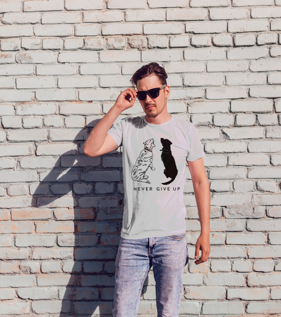 Never Give Up Dog Silhouettes Tors T-Shirt