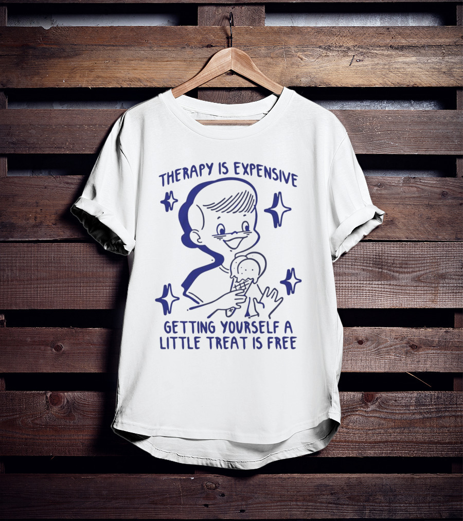 Therapy Is Expensive Getting Yourself A Little Treat Is Free Nostalgic Ice Cream Boy T-Shirt