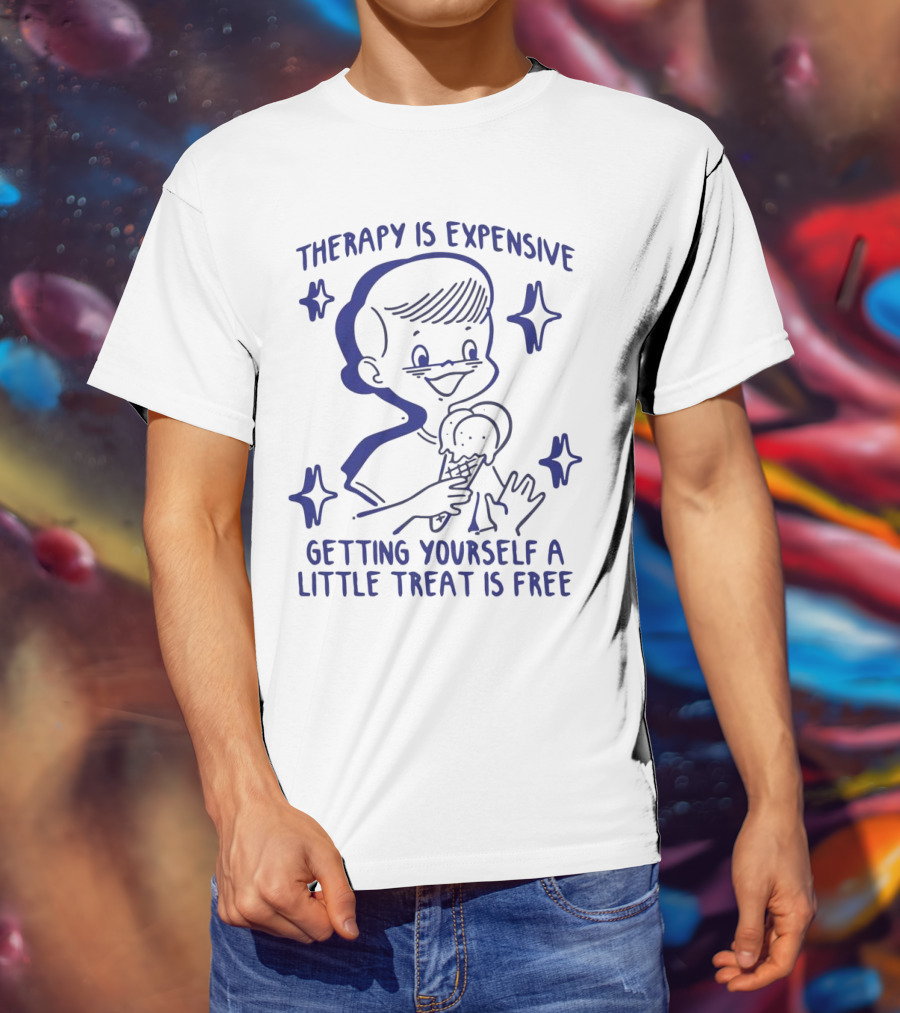 Therapy Is Expensive Getting Yourself A Little Treat Is Free Nostalgic Ice Cream Boy T-Shirt