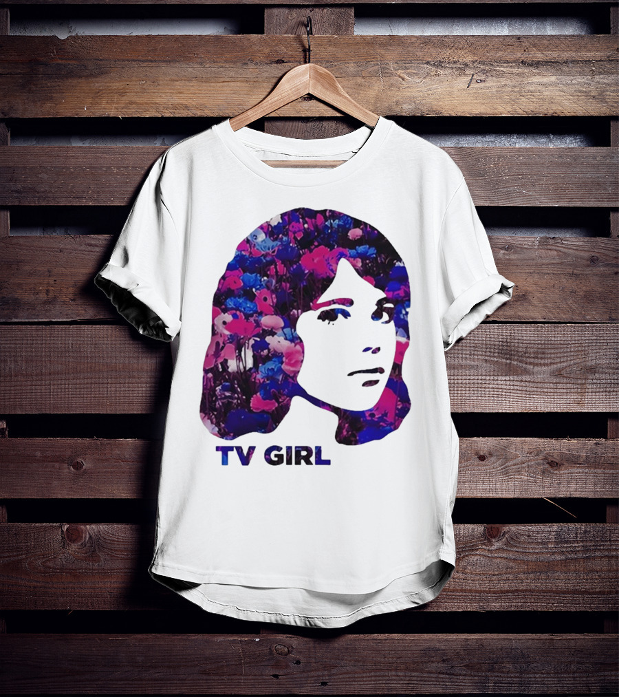 TV Girl Flower Pattern Face Design T-Shirt