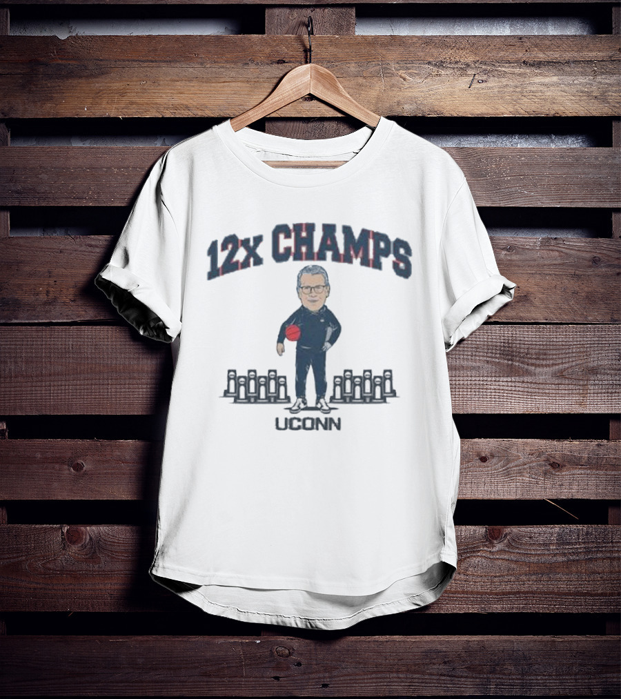 UConn Huskies 12x Champs Geno Auriemma Basketball T-Shirt