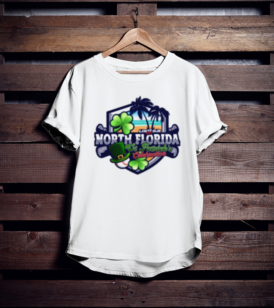 USSSA North Florida St Patrick’s Celebration March 15-16 2025 Shamrock Hat Palm Trees Baseball T-Shirt