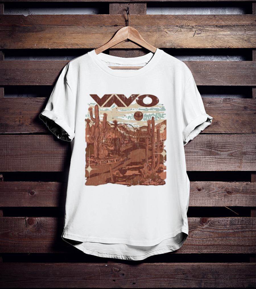 Vavo Cactus Desert Scene Neon Honky Tonk Midweight T-Shirt