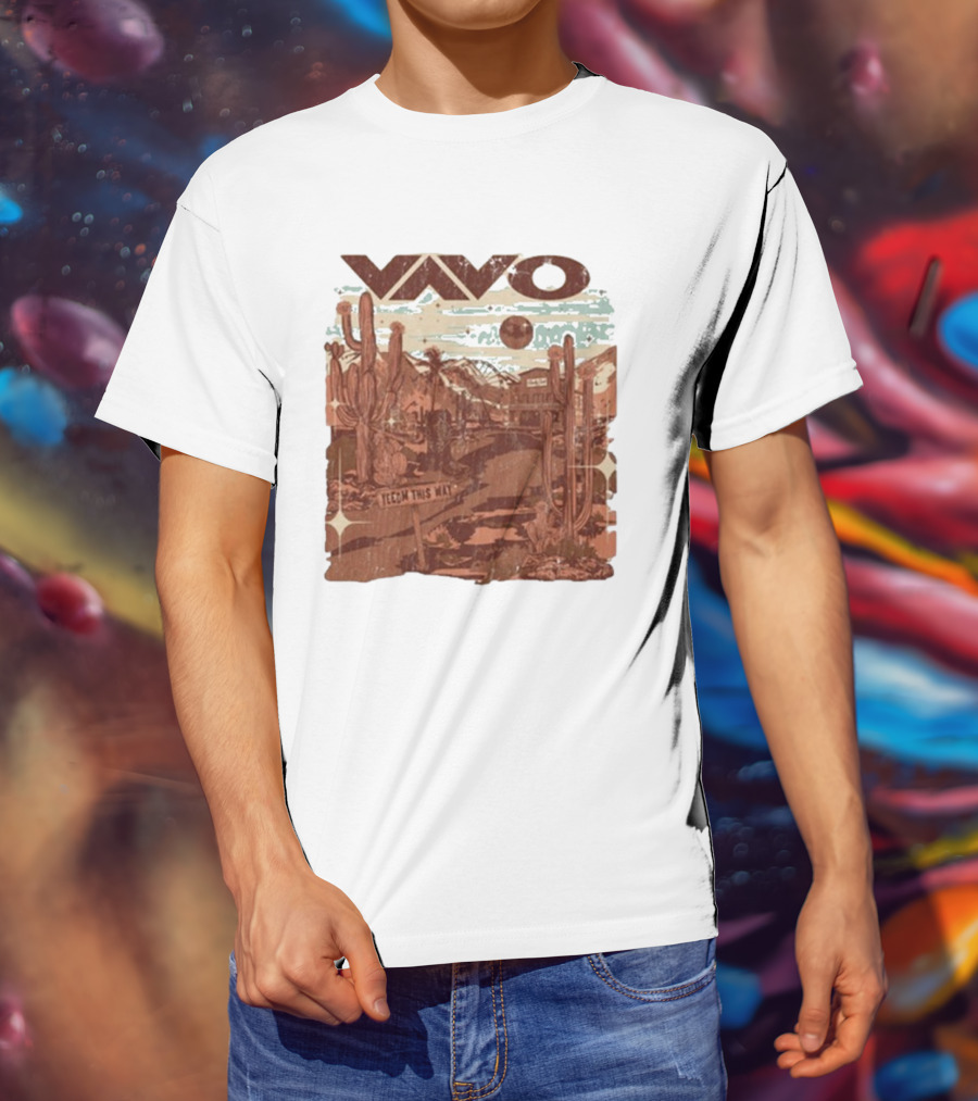 Vavo Cactus Desert Scene Neon Honky Tonk Midweight T-Shirt