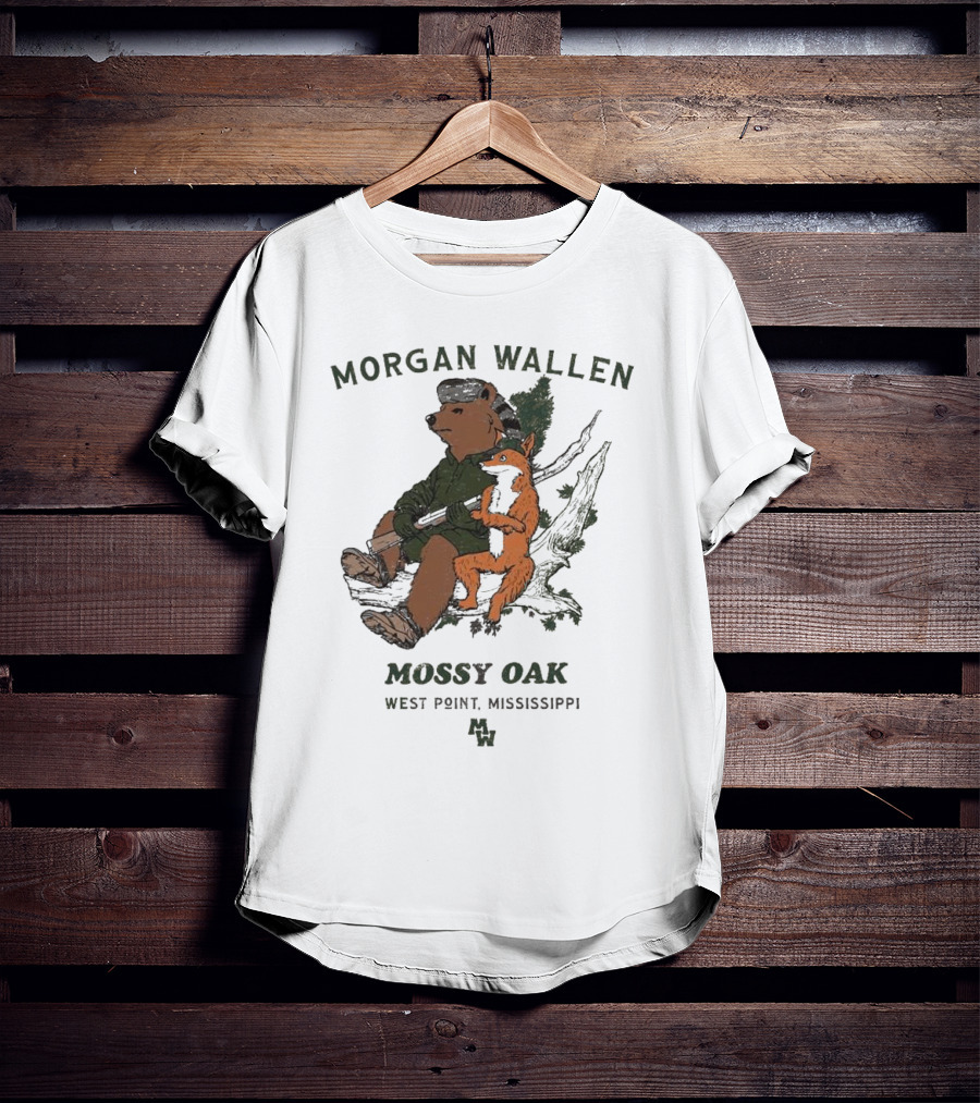 Morgan Wallen Bear And Fox With Mossy Oak West Point Mississippi T-Shirt