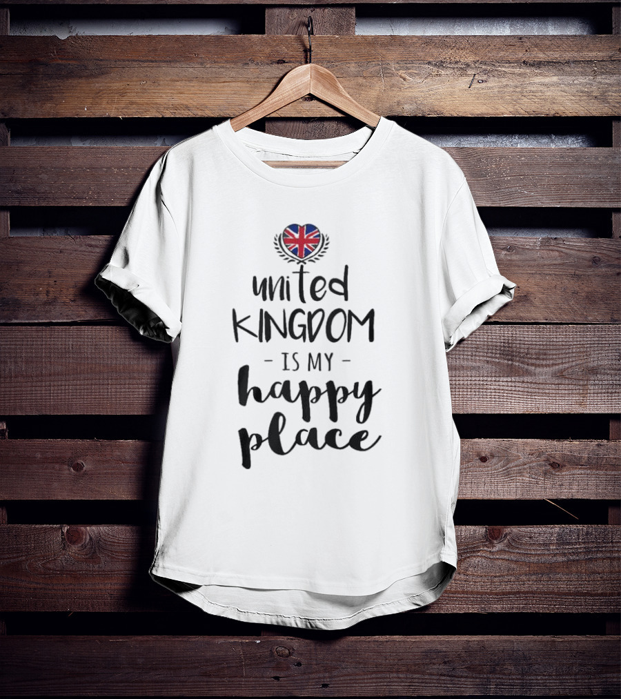 Union Jack Heart United Kingdom Is My Happy Place T-Shirt