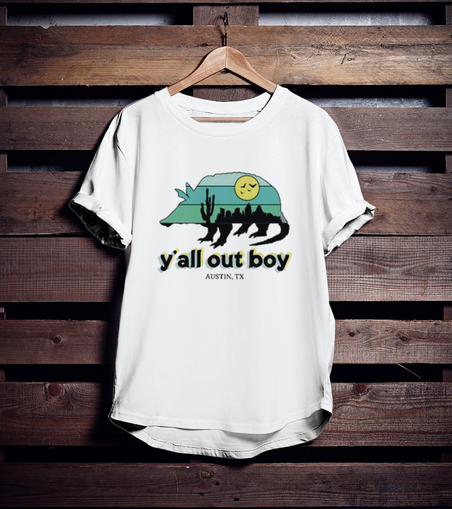 Fall Out Boy Y’All Out Boy Austin TX Skyline Cactus Desert Sun Icon T-Shirt