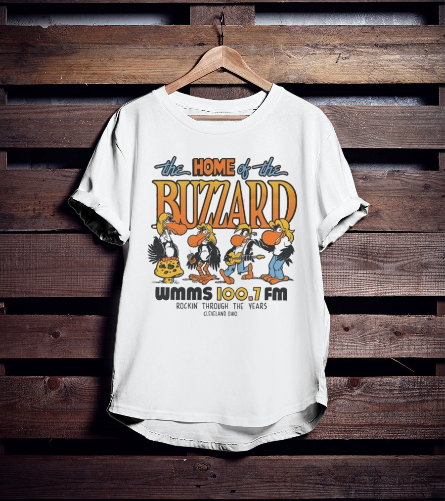 WMMS 100.7 FM The Home Of The Buzzard Rockin' Through The Years Cleveland Ohio T-Shirt