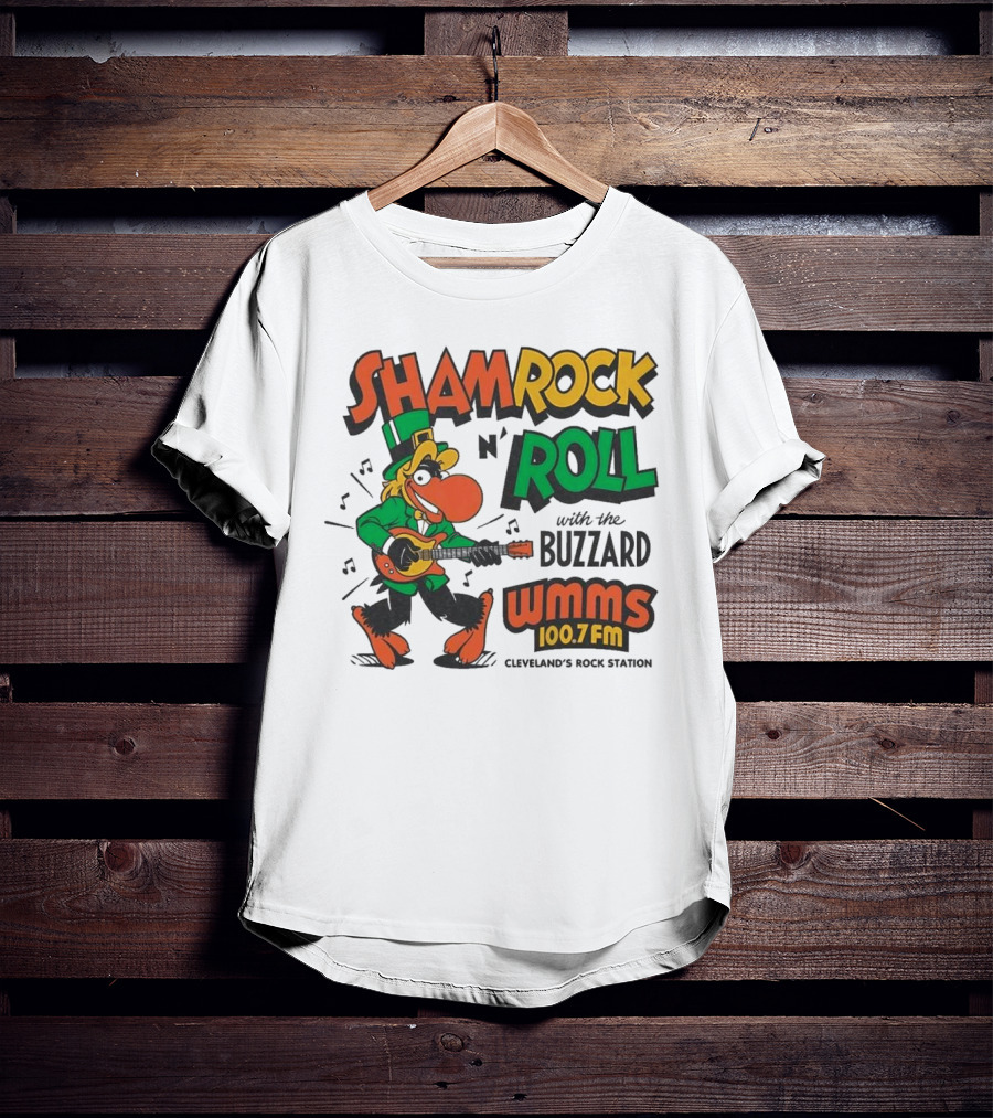 Shamrock N Roll With The Buzzard WMMS 100.7 FM Cleveland's Rock Station T-Shirt