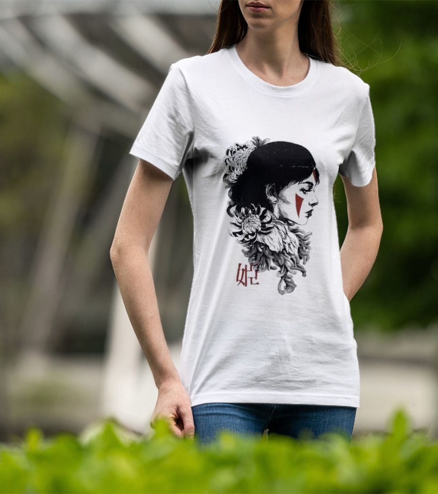 Rafael Baptista Wolf Girl Floral Face Paint Chrysanthemum T-Shirt