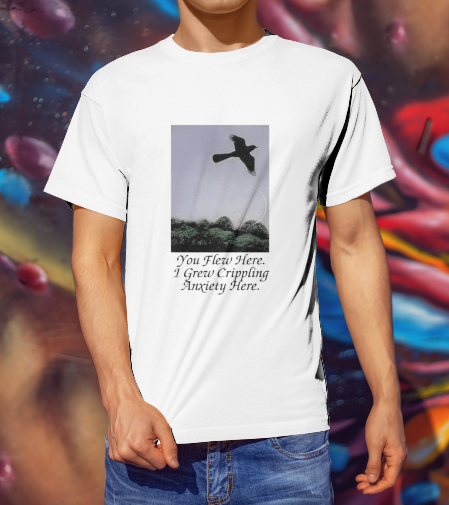 You Flew Here I Grew Crippling Anxiety Here Plane And Nature Scene T-Shirt