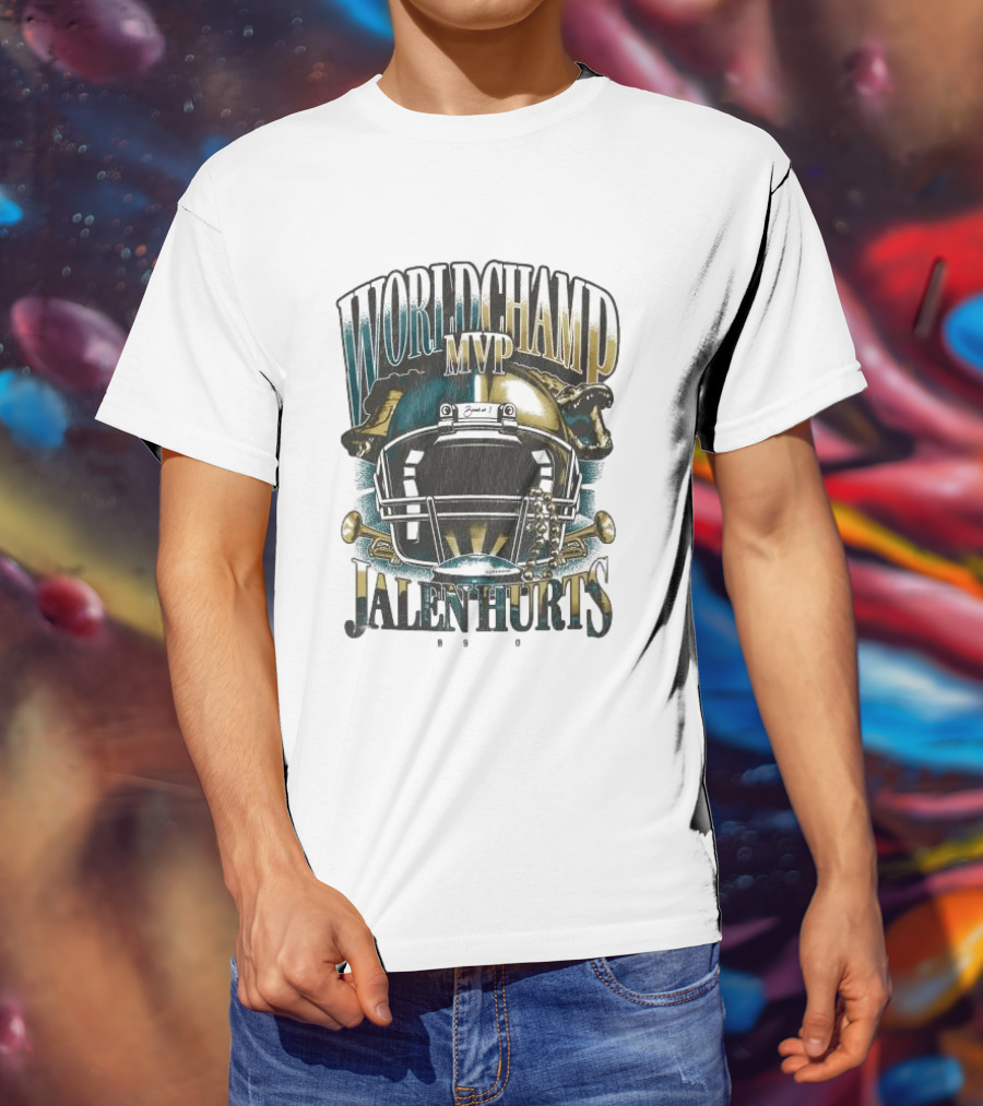 World Champ MVP Jalen Hurts Helmet Design T-Shirt
