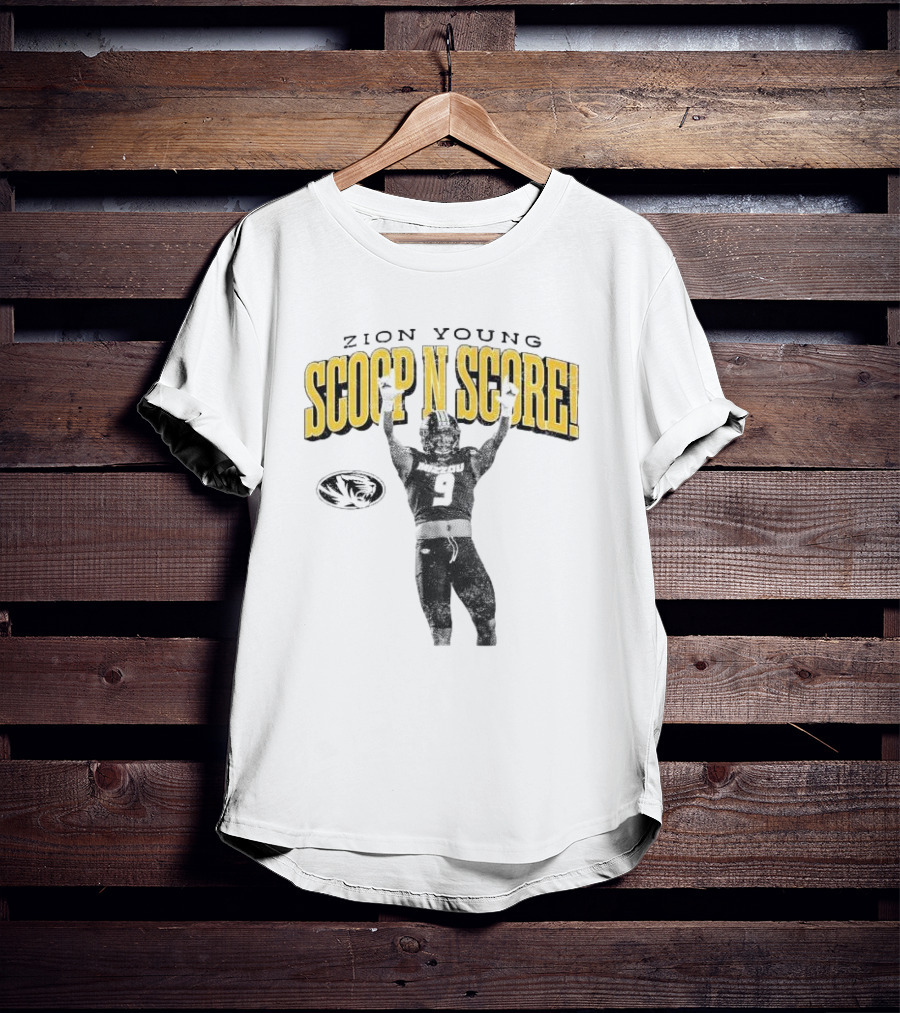 Zion Young Scoop N Score Missouri Tigers Player Number 9 Celebrate Victory T-Shirt