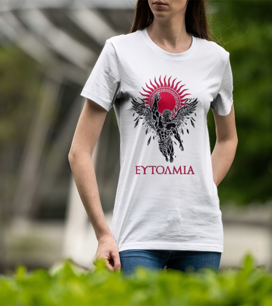 Ευτολμια Fearless Winged Figure With Radiant Sun Symbol T-Shirt